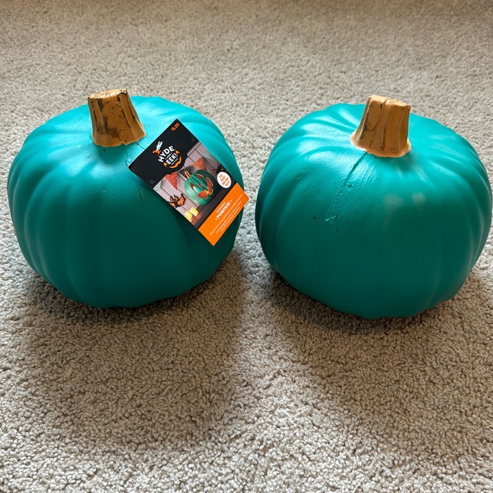 Hyde and Eek Carvable Teal Decorative Pumpkins (2 QTY)
